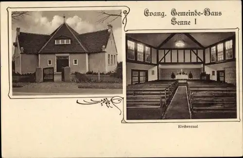 Ak Senne Bielefeld in Nordrhein Westfalen, evangelisches Gemeindehaus, Kirchensaal
