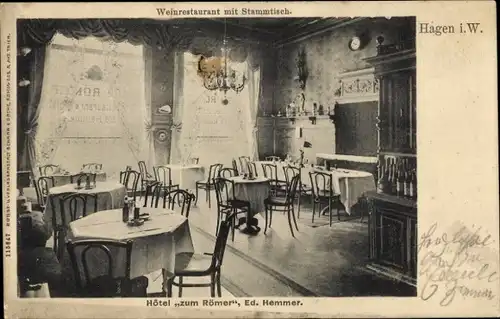 Ak Hagen in Westfalen, Hotel zum Römer, Weinrestaurant mit Stammtisch