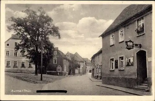 Ak Auma in Thüringen, Straßenpartie, Gaststätte