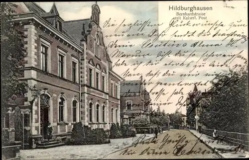 Ak Hildburghausen in Thüringen, Bernhardstraße mit Kaiserlicher Post
