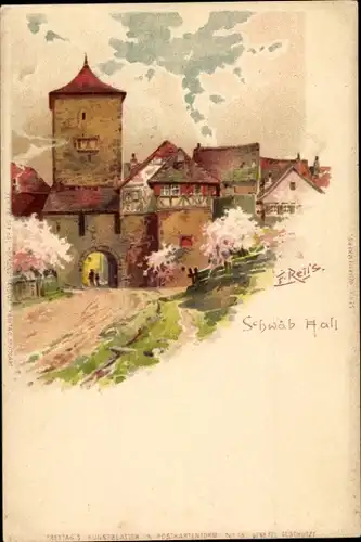 Künstler Litho Reiss, Fritz, Schwäbisch Hall in Württemberg, Partie zum Tor