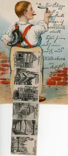 Leporello Ak Hildesheim in Niedersachsen, Andreasplatz, Rathaus, Dom, Rolandbrunnen