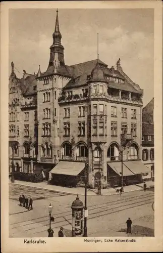 Ak Karlsruhe in Baden Württemberg, Moningerstraße, Ecke Kaiserstraße