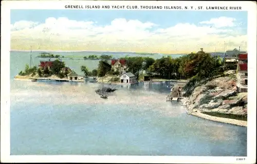 Ak Thousand Islands New York USA, Grenell Island, Yacht Club, Lawrence River
