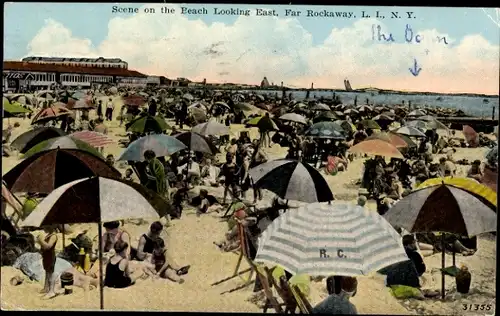 Ak Far Rockaway Queens New York City USA, Szene am Strand