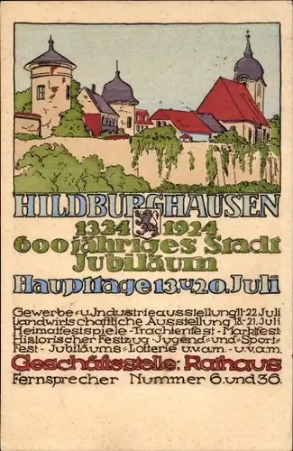 Ak Hildburghausen in Thüringen, 600-Jahr-Feier der Stadt 1324-1924, Ausstellungen
