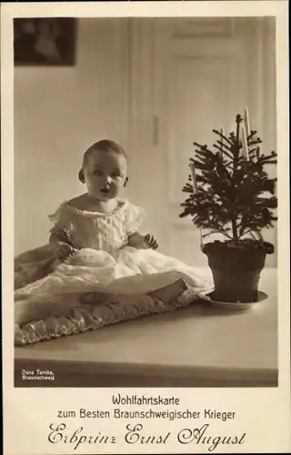 Ak Erbprinz Ernst August von Braunschweig, Kinderportrait, Wohlfahrtskarte, Foto. Dora Tarnke