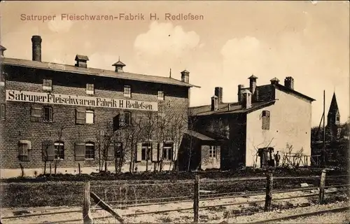 Ak Satrup Mittelangeln in Schleswig Holstein, Fleischwarenfabrik H. Redlefsen