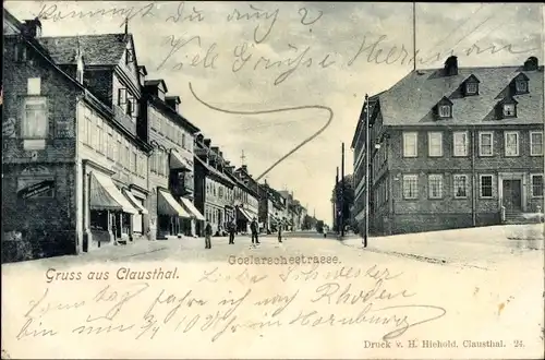 Ak Clausthal Zellerfeld im Oberharz, Goslarsche Straße, Straßenpartie