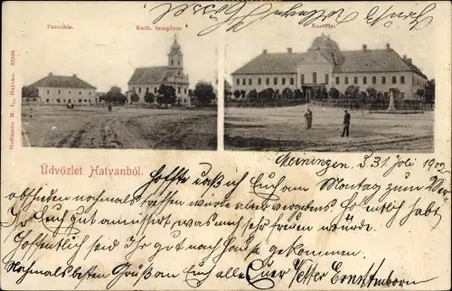 Ak Hatvan Hottwan Ungarn, Parochia, Kath. Templom, Kastely