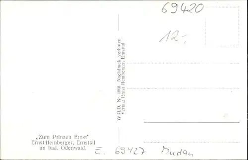 Ak Ernsttal Mudau i. Odenwald, Hotel Zum Prinzen Ernst, Inh. Ernst Hemberger