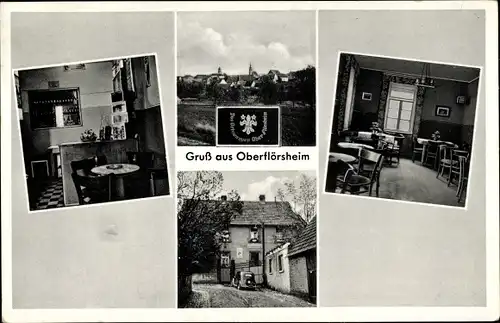 Ak Oberflörsheim Rheinland Pfalz, Café Höbel, Teilansichten, Ortswappen