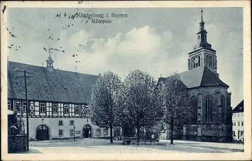 Ak Königsberg in Bayern, Marktplatz, Kirche, Fachwerkhaus