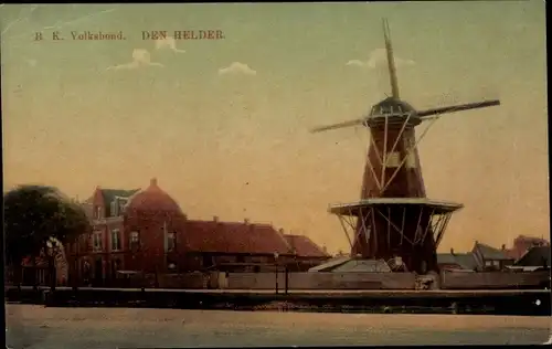 Ak Den Helder Nordholland Niederlande, Volksbond, Molen