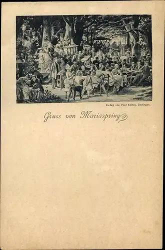 Künstler Ak Mariaspring Eddigehausen Bovenden Niedersachsen, Personen in einem Garten