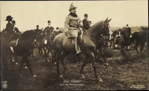 Ak Kaiser Wilhelm II. auf der Parforcejagd, Pferde, NPG 4329