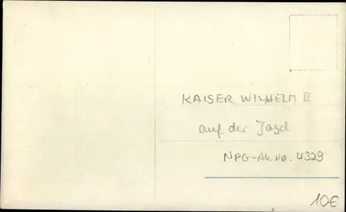 Ak Kaiser Wilhelm II. auf der Parforcejagd, Pferde, NPG 4329