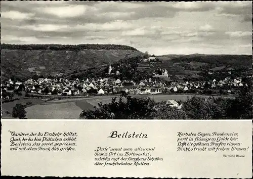 Ak Beilstein im Bottwartal, Panorama vom Ort, Gedicht von Hermann Blume