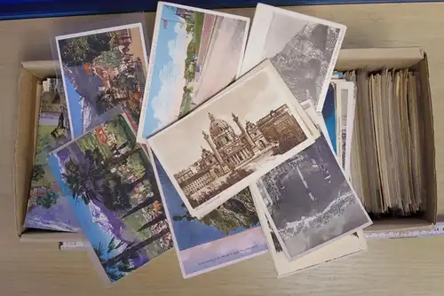 Ca. 1.200 alte Ansichtskarten, kleinformatig, Italien, Frankreich, Belgien etc.