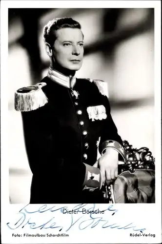 Ak Schauspieler Dieter Borsche, Portrait in Uniform, Königliche Hoheit, Autogramm