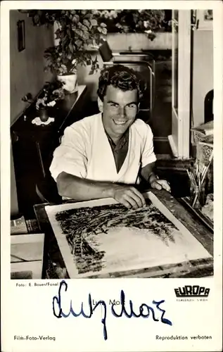 Ak Schauspieler Lutz Moik, Portrait, Gemälde, Autogramm