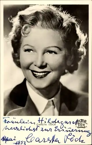 Ak Schauspielerin Carsta Löck, Portrait, Autogramm