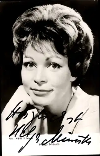 Ak Schauspielerin Helga Münster, Portrait, Autogramm