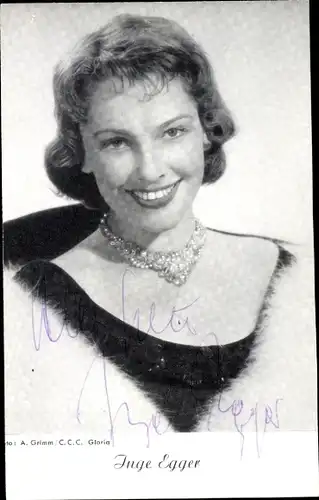 Ak Schauspielerin Inge Egger, Portrait, Autogramm