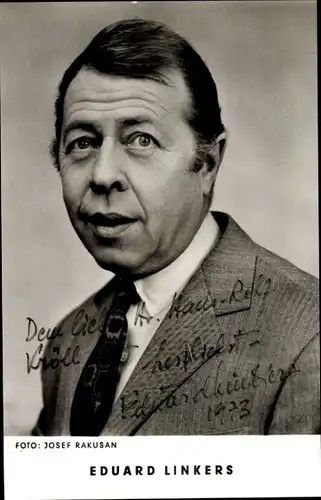 Ak Schauspieler Eduard Linkers, Portrait, Autogramm
