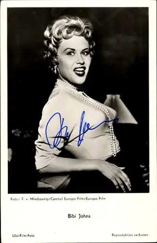 Ak Schauspielerin Bibi Johns, Portrait, Autogramm