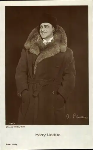 Ak Schauspieler Harry Liedtke, Portrait, Mantel, Ross Verlag 3181/1