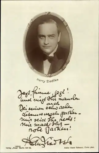 Passepartout Ak Schauspieler Harry Liedtke, Portrait, Fliege, Ross Verlag 1384 1