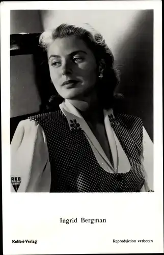 Ak Schauspielerin Ingrid Bergman, Portrait