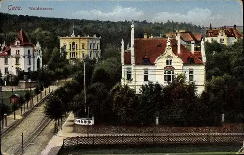 Ak Gera in Thüringen, Waldstraße, Villen