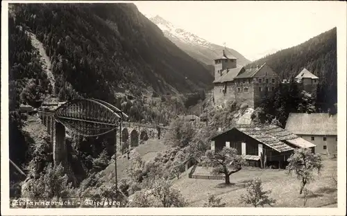 Ak Tobadill Tirol, Schloss Wiesberg, Trisannabrücke