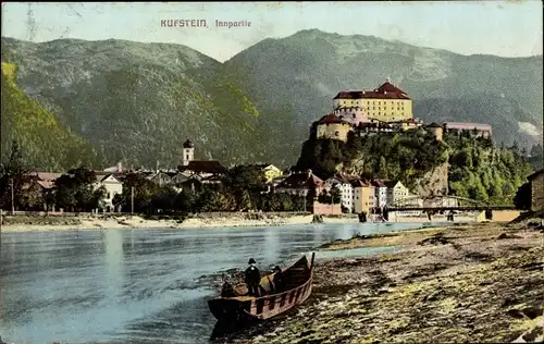 Ak Kufstein in Tirol, Inn, Boot