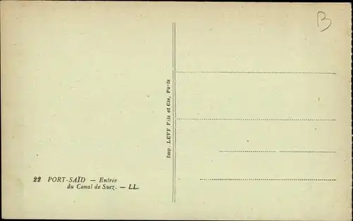 Ak Port Said Ägypten, Eingang zum Suezkanal, Dampfer