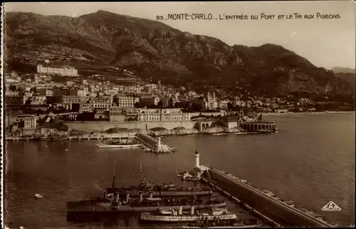 Ak Monte Carlo Monaco, Hafeneinfahrt, Le Tir aux Pigeons