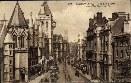 Ak London City England, Gerichtsgebäude, Fleet Street