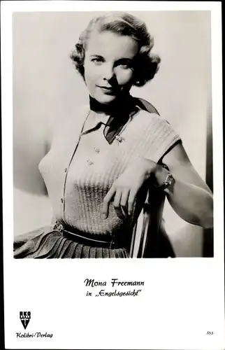 Ak Schauspielerin Mona Freemann, Engelsgesicht, Portrait