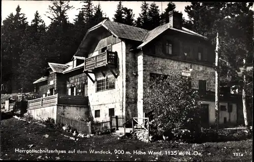 Ak Dreistetten Markt Piesting Niederösterreich, Herrgottschnitzerhaus auf dem Wandeck