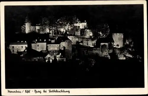 Ak Monschau Montjoie in der Eifel, Burg, Festbeleuchtung