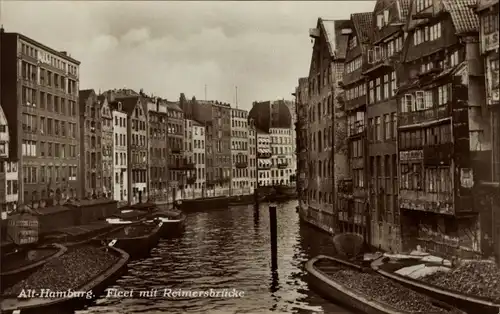 Ak Hamburg Mitte Altstadt, Fleet mit Reimersbrücke