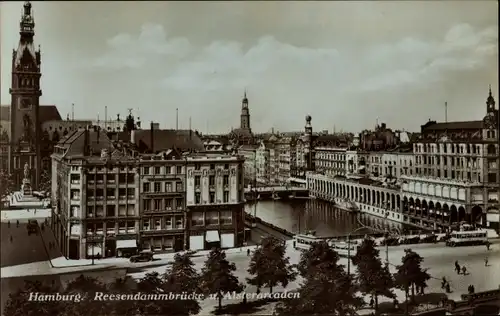 Ak Hamburg Mitte Neustadt, Reesendammbrücke, Alsterarkaden