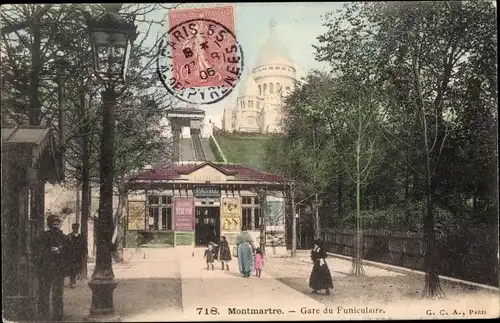 Ak Paris XVIII. Montmartre, Standseilbahnstation