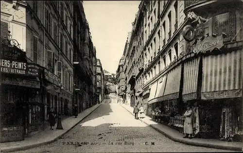 Ak Paris XVIII., Rue Burg, Tapetengeschäft