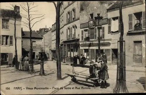 Ak Paris XVIII. Montmartre, Place du Tertre, Rue Norvins