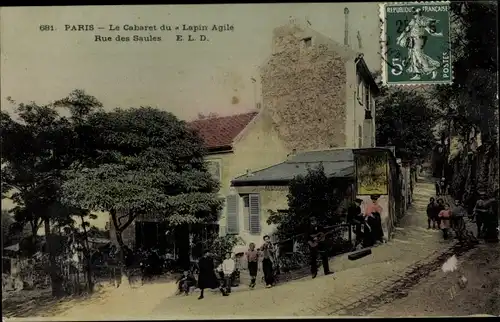 Ak Paris XVIII. Montmartre, Cabaret du Lapin Agile, Rue des Saules