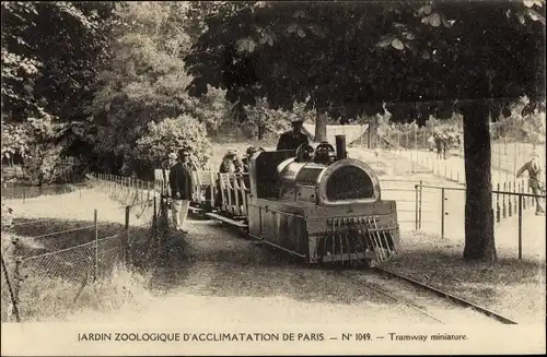 Ak Paris XVIe Passy, Jardin d’Acclimatation, Miniaturstraßenbahn