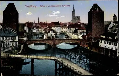 Ak Strasbourg Straßburg Elsass Bas Rhin, Gesamtansicht, Brücke